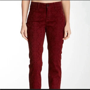 NYDJ  Floral Print Legging Burgundy Pants Size 2